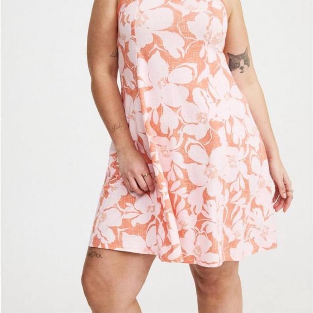 torrid Pink and Peach Floral Midi Dress